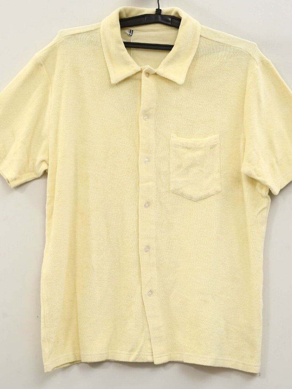 Criquet Terrycloth Buttondown Men's Shirt Collared Short Sleeves Solid L 290399